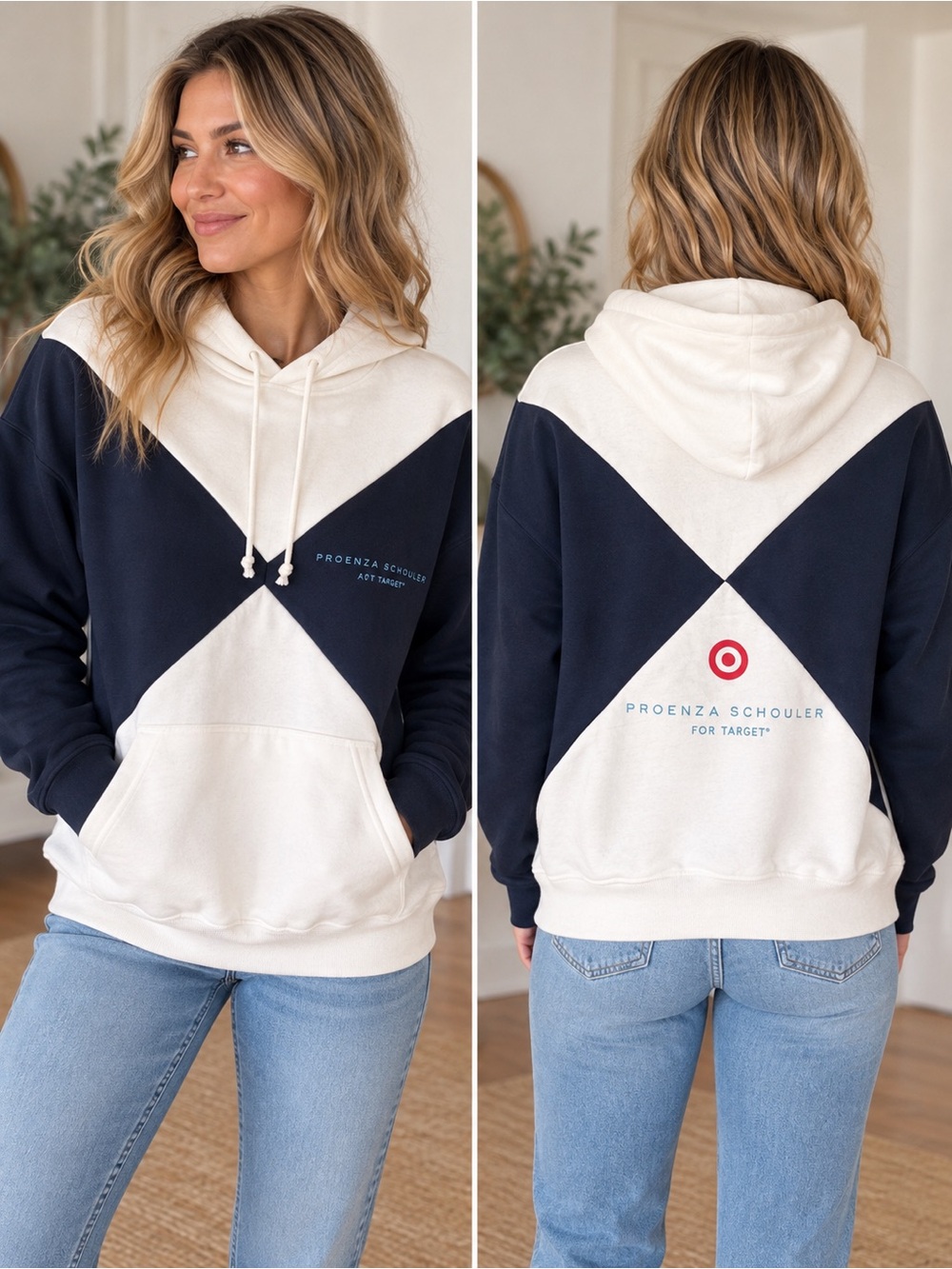 NWOT Opening Ceremony Proenza Schouler for Target Navy and White Pullover Hoodie
